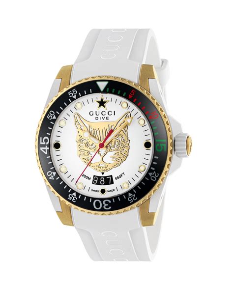 Gucci Dive Watch, 40mm In White Rubber & Steel 